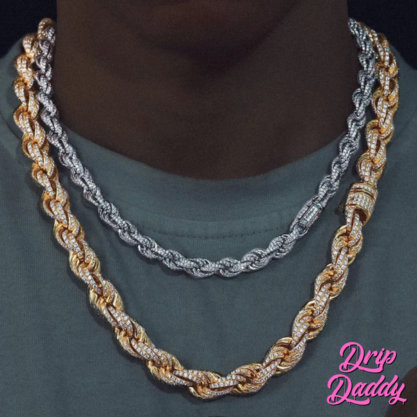 Avalanche Rope – 8mm to 14mm Moissanite Rope Chain (Gold Plated) – Drip ...