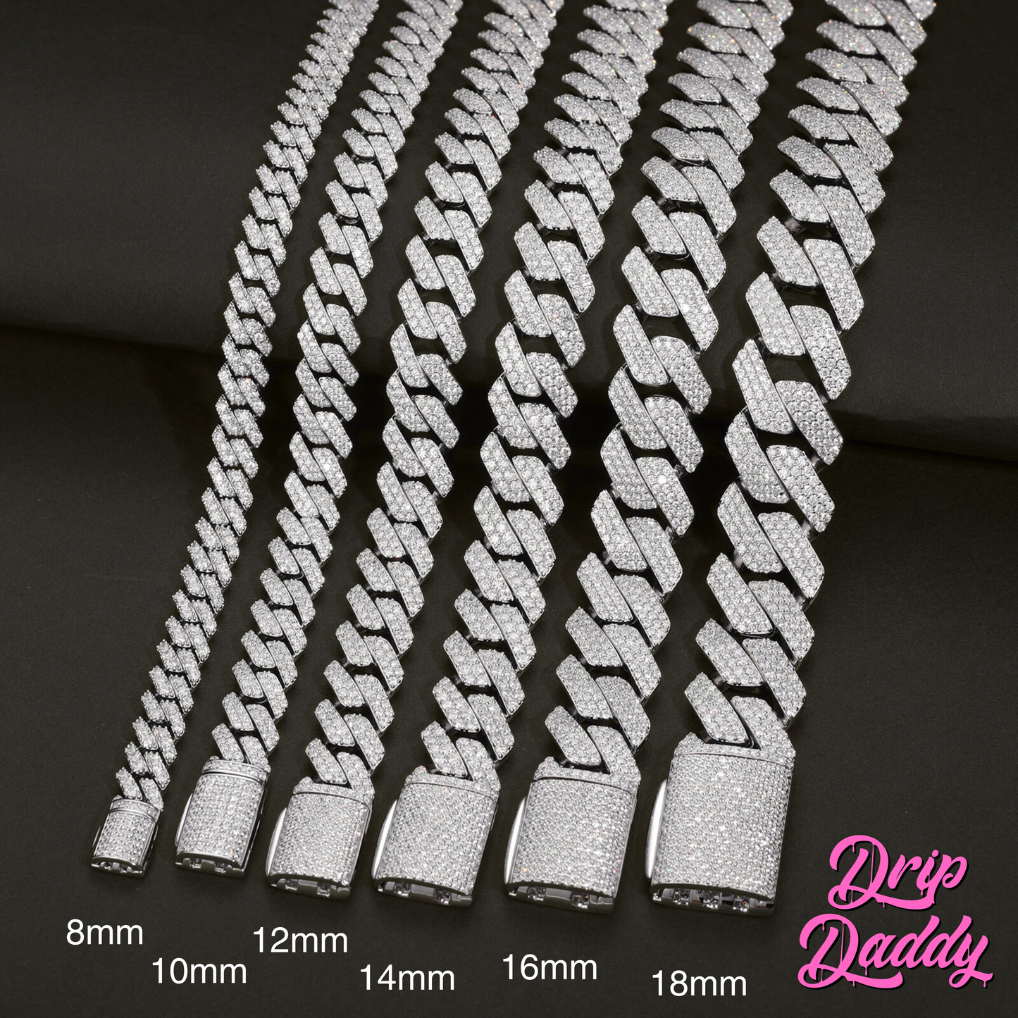 Glacier Link – 8mm to 18mm Cuban Chain (White & Yellow Gold Plated)