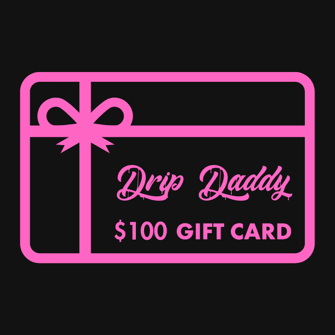 Drip Daddy pink gift card design for custom jewelry, grillz, and luxury accessories