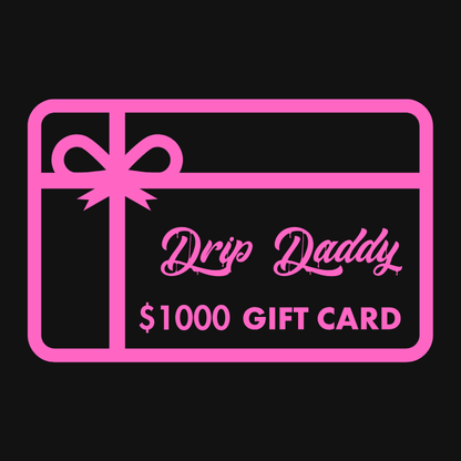 Drip Daddy pink gift card design for custom jewelry, grillz, and luxury accessories